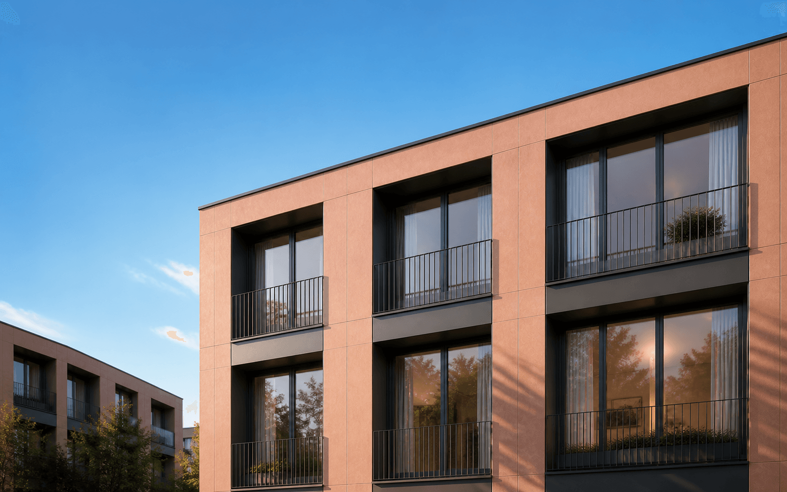 Hochwertiges Wohngebäude mit Terrakottafassade