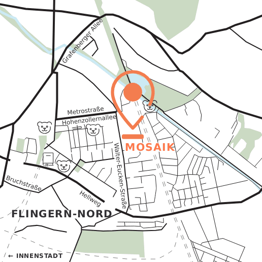 Mikrolagekarte MOSAiK Düsseldorf-Grafental